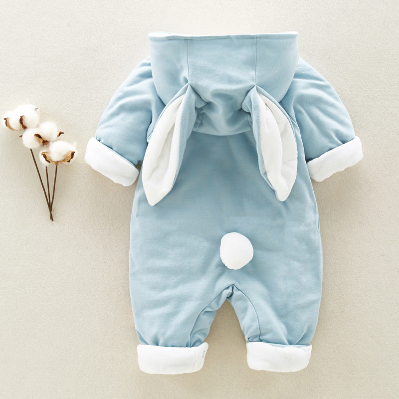 The new cotton padded cotton baby romper thickened chinchilla hooded cotton baby Onesies newborn go climbing clothes ShopWithASmile7.com