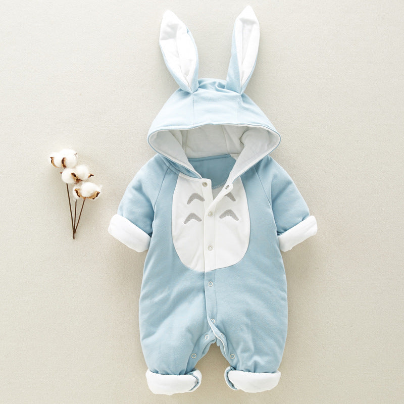 The new cotton padded cotton baby romper thickened chinchilla hooded cotton baby Onesies newborn go climbing clothes ShopWithASmile7.com