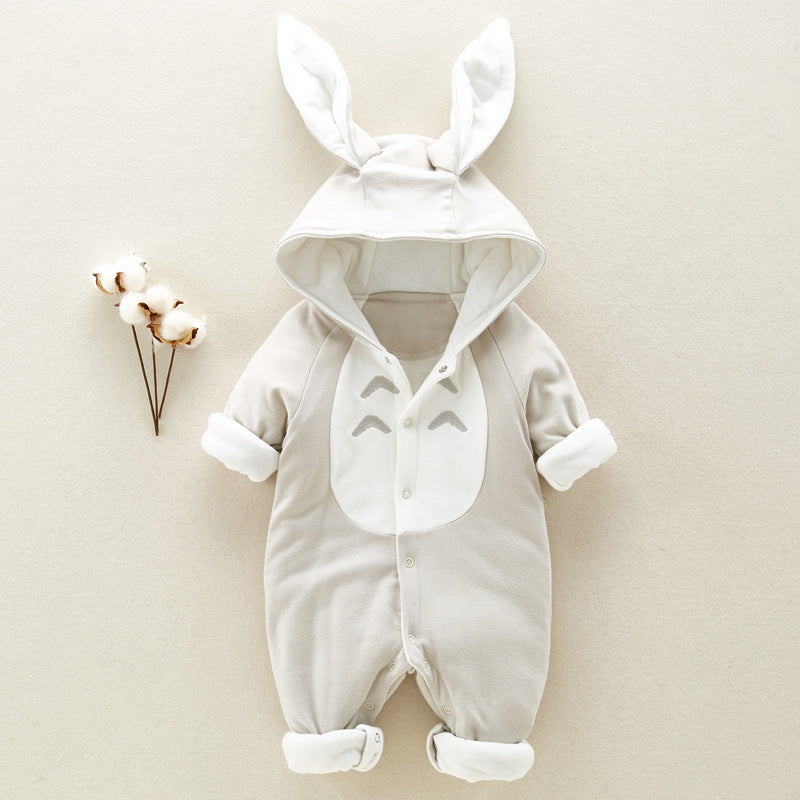The new cotton padded cotton baby romper thickened chinchilla hooded cotton baby Onesies newborn go climbing clothes ShopWithASmile7.com