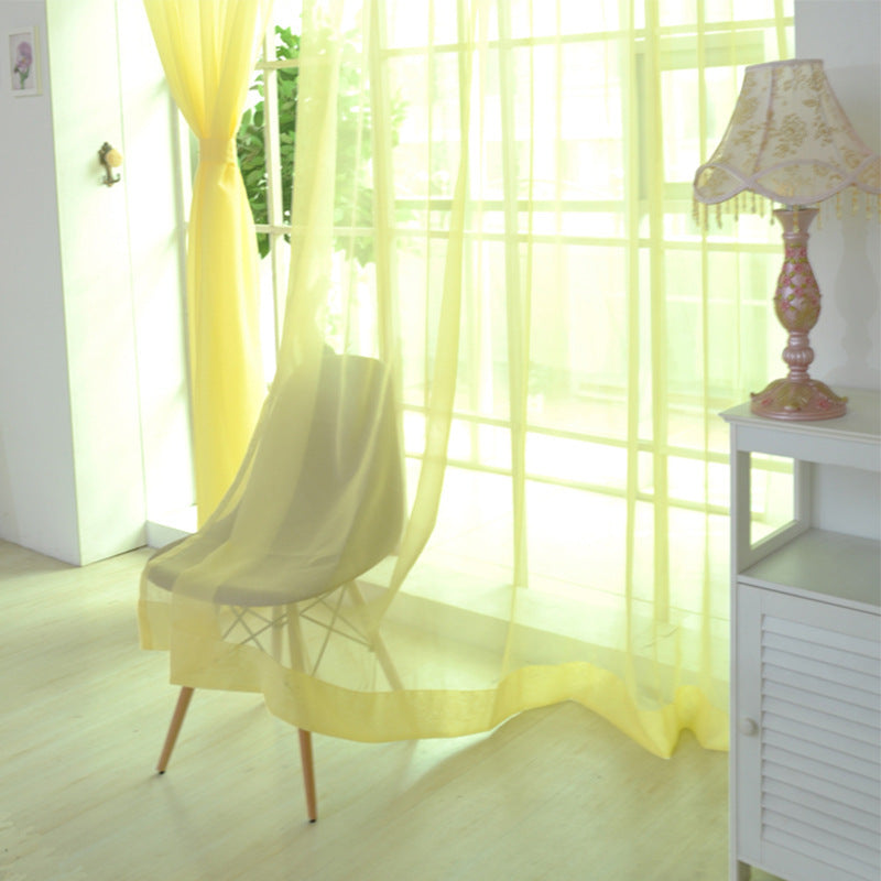 Solid Color Glass Mesh Curtains Transparent Color Ready-made Curtain Punch-free ShopWithASmile7.com