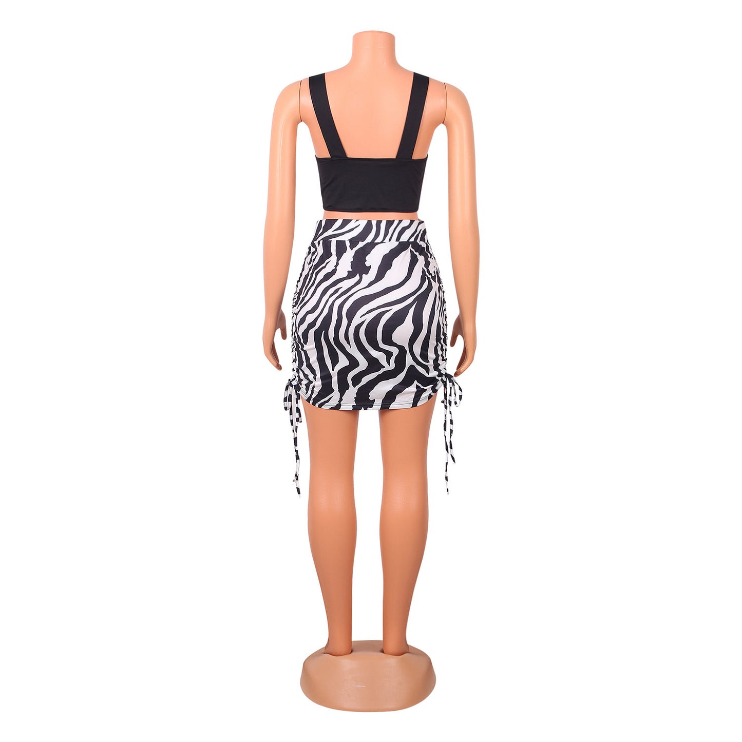 Sexy Color Matching Strappy Vest Print Ladies Two-Piece Suit