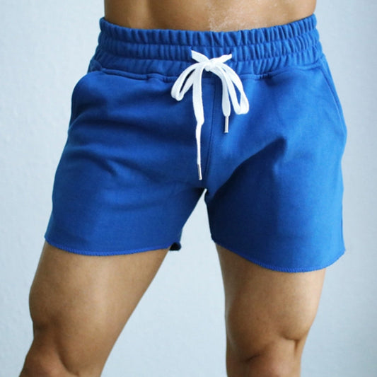 Solid Knitted Casual Shorts Men's Straight Leg Pants With Drawstring