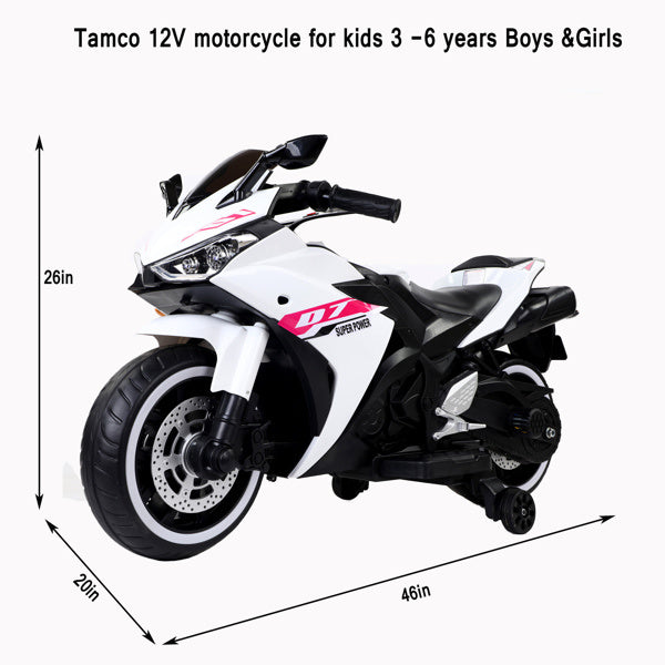 112V Electric Toy Motorcycle for Kids – Realistic Ride-On Bike with Manual Throttle, Lighting Wheels, and Music