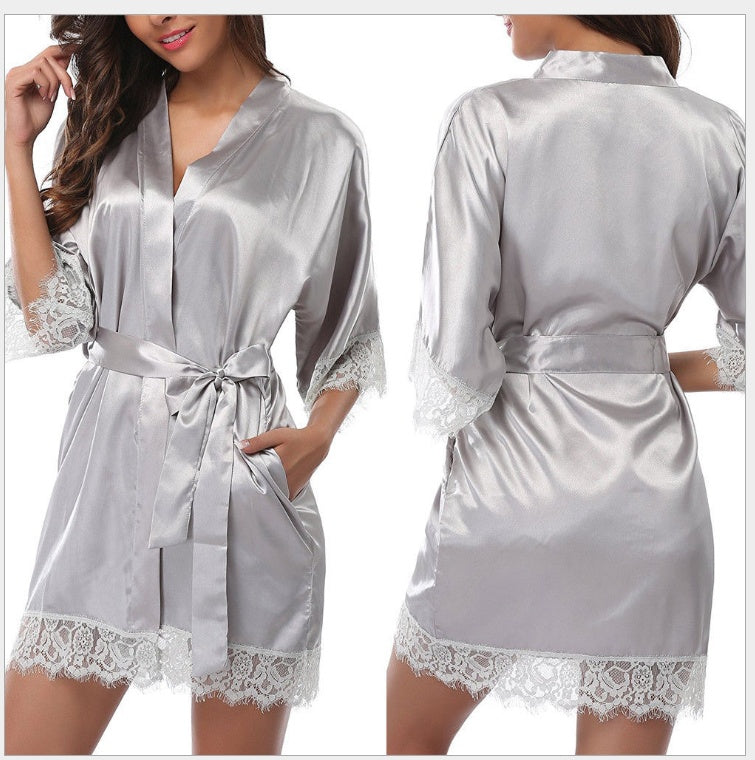 Sexy Faux Ice Silk Plus Size Nightgown ShopWithASmile7.com