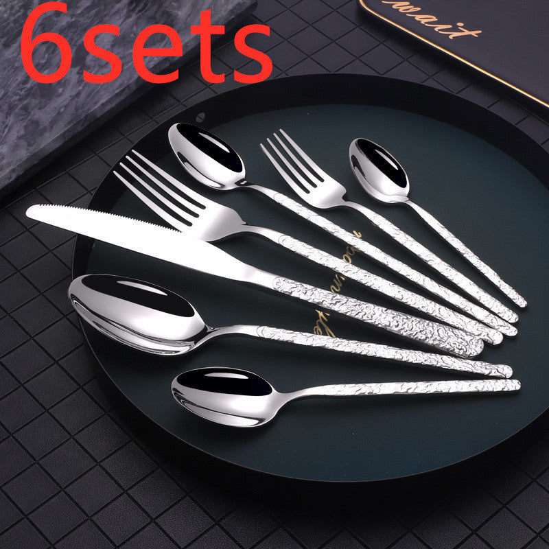 Embossed Textured Handle Steak Cutlery Western Cutlery ShopWithASmile7.com