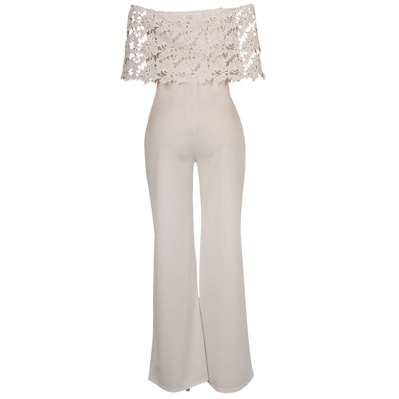 Sexy Tight One-neck Water-soluble Embroidered Jumpsuit ShopWithASmile7.com