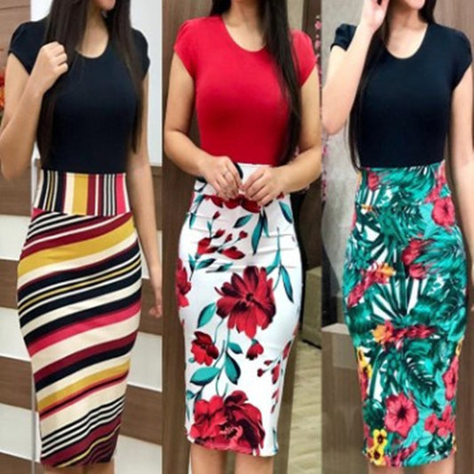 Printed Office Midi Pencil Dress Large Women Dress ShopWithASmile.com