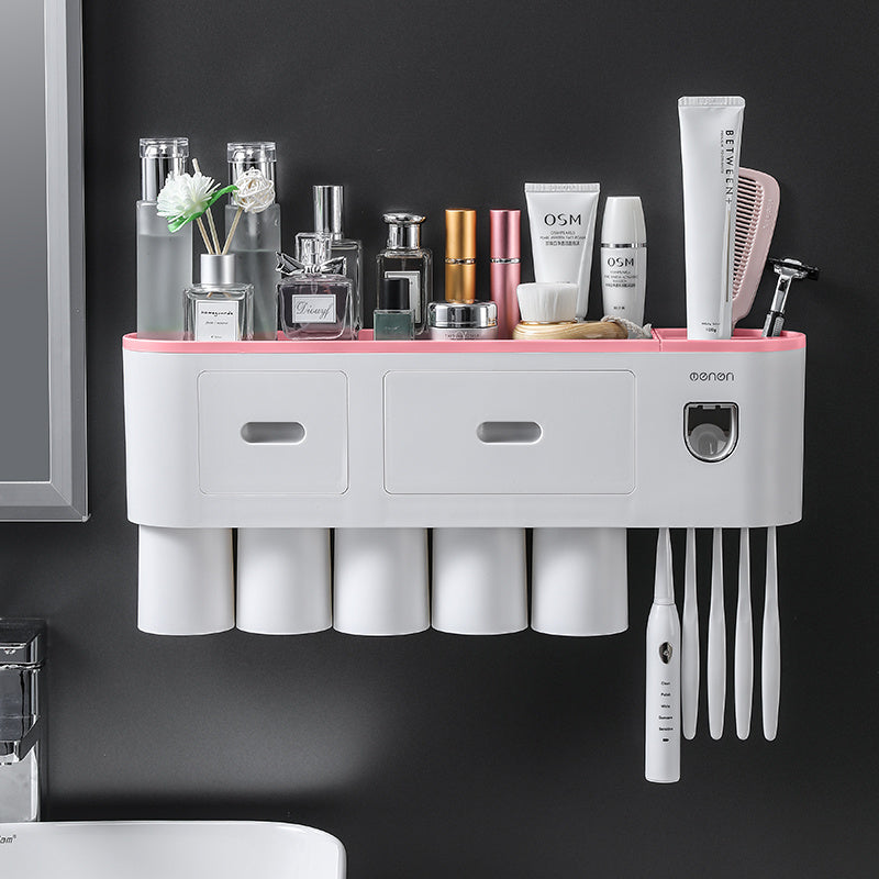 Integrated Multifunctional Toothbrush Rack With Toothpaste Squeezing Device ShopWithASmile7.com