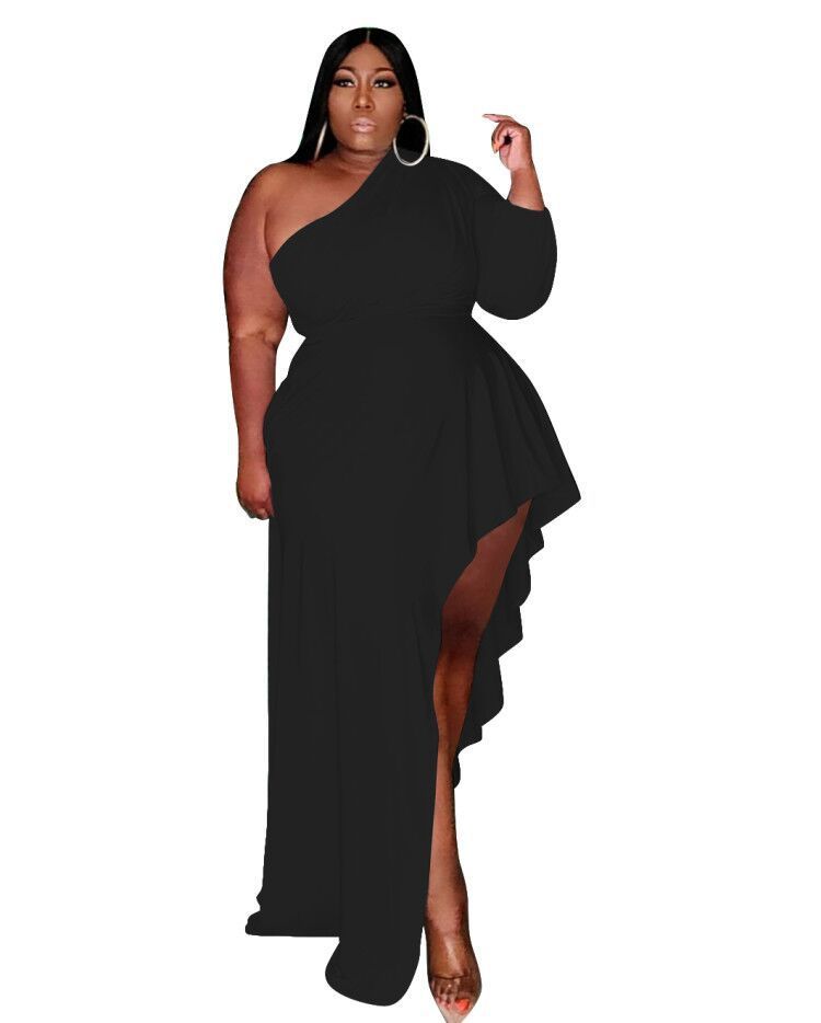 Women's Casual Slanted Shoulder Long Dress
