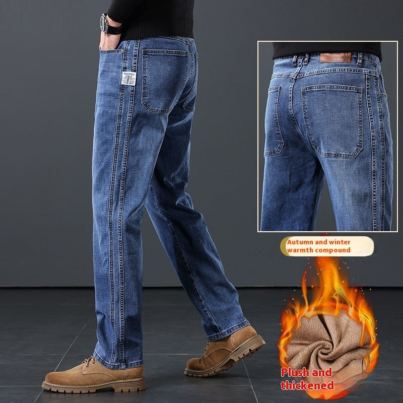 Autumn And Winter Straight Loose Plus Size Men's Fleece Padded Pants ShopWithASmile.com