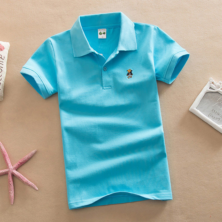 Short-sleeved T-shirt Middle And Big Children's Summer Polo Shirt Performance School Uniform ShopWithASmile7.com