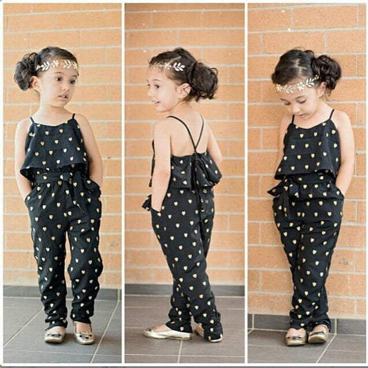 Fashion Summer Kids Girls Clothing Sets Cotton Sleeveless Polka Dot Strap Girls Jumpsuit Clothes Sets Outfits Children Suits ShopWithASmile.com