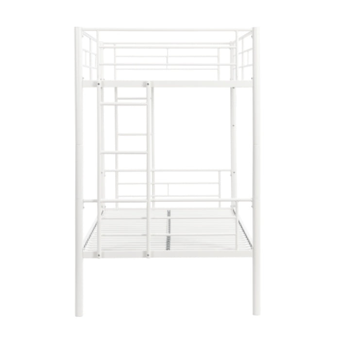 Twin Over Twin Metal Bunk Bed,Metal Structure Bedframe With Safety Guardrails And 2 Ladders,Convertible Bunkbeds,No Spring Box Required And Space Saving Design,White ShopWithASmile7.com