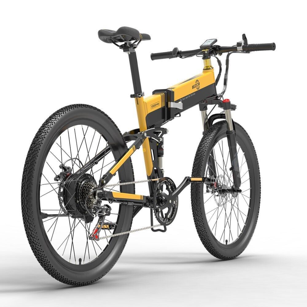 BEZIOR X500PRO Folding Electric Bike – 500W Motor, 48V 10.4Ah Battery, 26” Mountain E-Bike for Adults