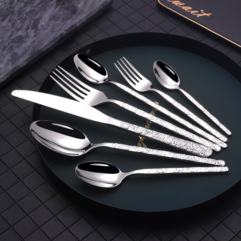 Embossed Textured Handle Steak Cutlery Western Cutlery ShopWithASmile7.com