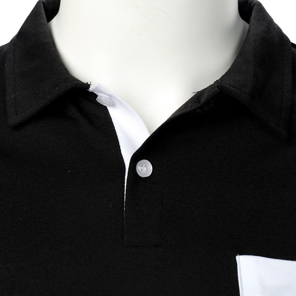 Men's POLO Shirt Three-color Stitching Fashion Lapel