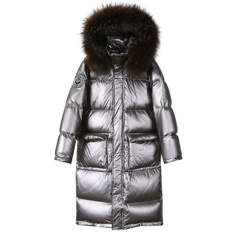 Korean Style Western Style Mid-length Fur Collar Overknee Thickened Coat