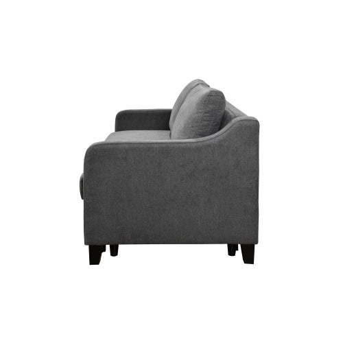 69 Inches 3-in-1 Convertible Queen Sofa Bed, Modern Fabric Love Seat Futon Sofa Sofa With Pull-out Bed, Love Seat Lounge Sofa With Reclining Back, Living Room Furniture, Dark Grey