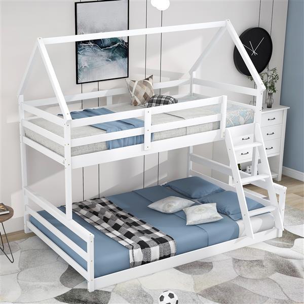 Bunk Bed With Built-in Ladder, White