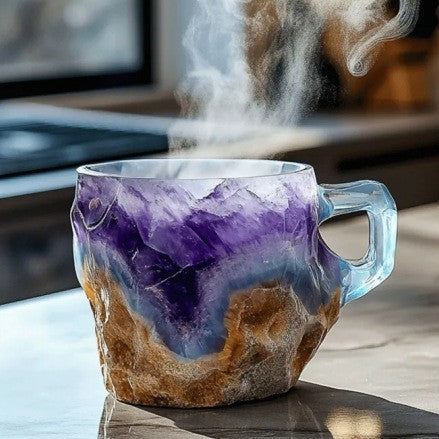 400ml Resin Mineral Crystal Coffee Mugs With Handles Elegant Fake Mineral Crystal Cup For Workplace Home Decor Christmas Gift Kitchen Gadgets ShopWithASmile7.com