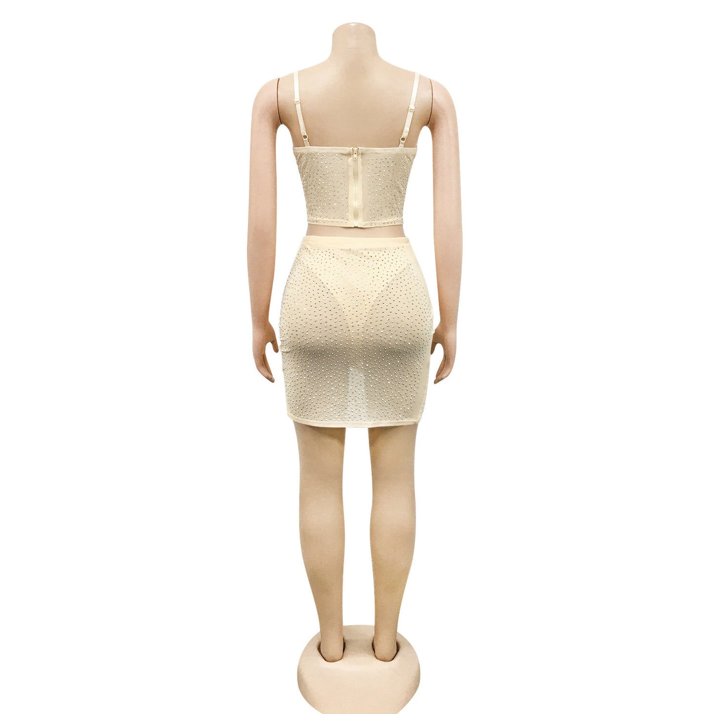 Mesh Camisole Vest Mid-skirt Two-piece Set