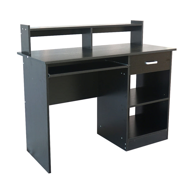 Modern E1 15MM Chipboard Computer Desk with One Drawer, Two Tiers & Keyboard Rack - 110x50x94cm, Stylish Black Desk for Study & Work