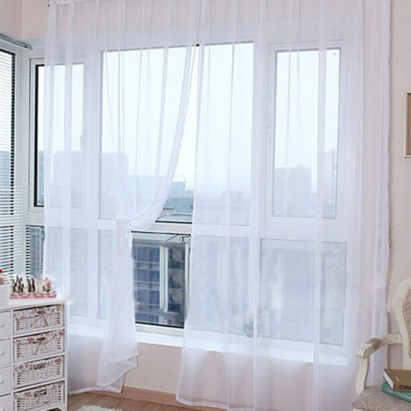Solid Color Glass Mesh Curtains Transparent Color Ready-made Curtain Punch-free ShopWithASmile7.com