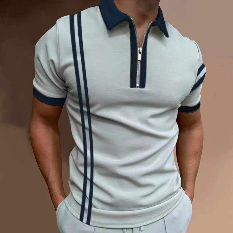 European And American New Men's Casual Short-sleeved Digital Printing Slim Pullover Men's Polo Shirt