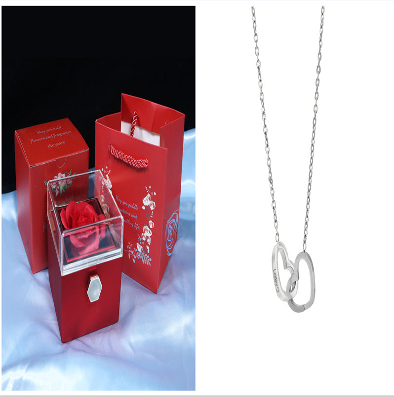Rotating Soap Flower Rose Gift Box Creative Rotating Rose Jewelry Packaging Box Valentine's Day Gift For Women ShopWithASmile7.com