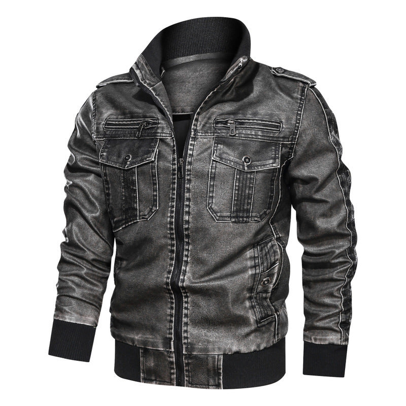 A tough leather jacket with velvet