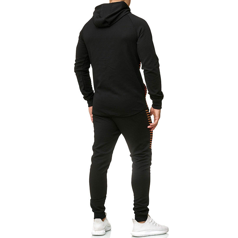 Men's striped printed casual sports suit