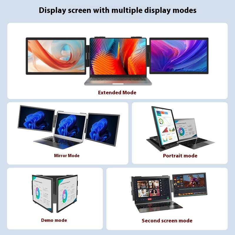 14-Inch Portable Dual-Screen Monitor with 1080P Full HD IPS Display, USB & HDMI Connectivity, LED Backlight, Ultra-Slim Wall-Mountable Design for Office, Travel, and Gaming