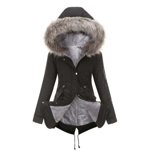 Parka Cotton-padded Coat Mid-length Hooded ShopWithASmile7.com