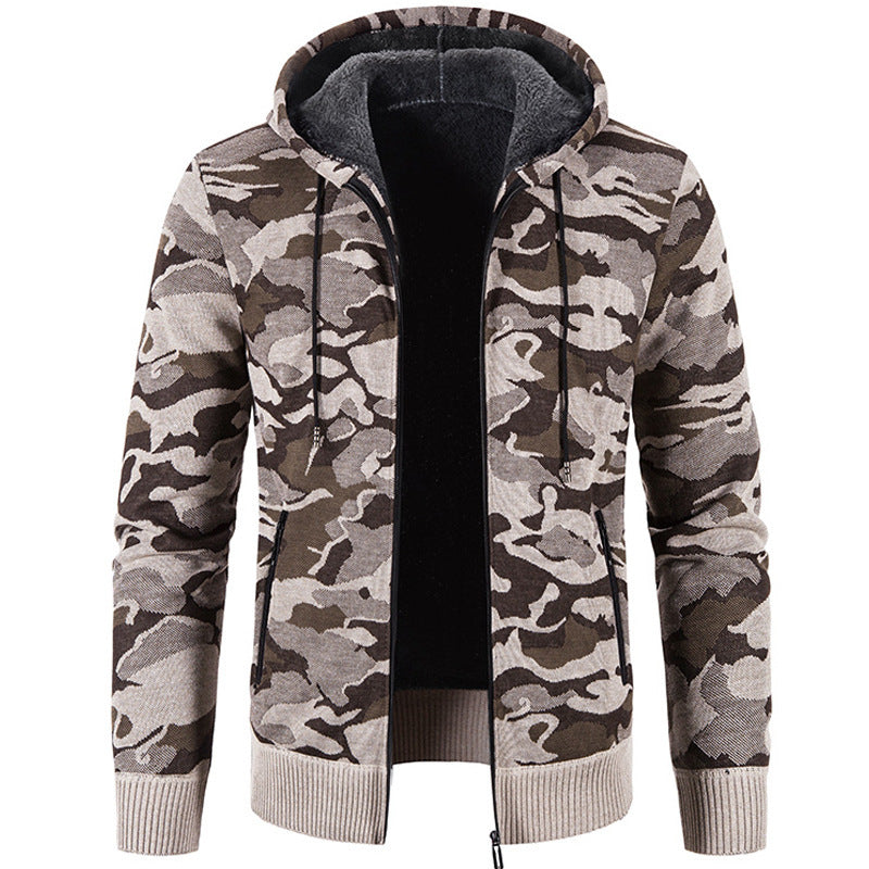 Outer Wear Camouflage Trend Sweater Top Clothes Men's Cardigan