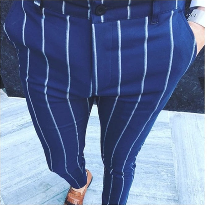 European and American Men's Business Striped Casual Pants