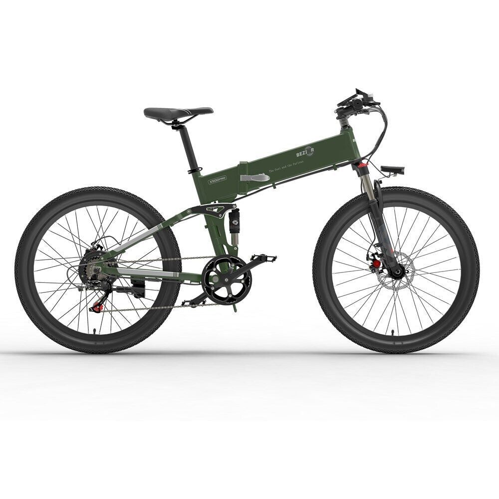 BEZIOR X500PRO Folding Electric Bike – 500W Motor, 48V 10.4Ah Battery, 26” Mountain E-Bike for Adults