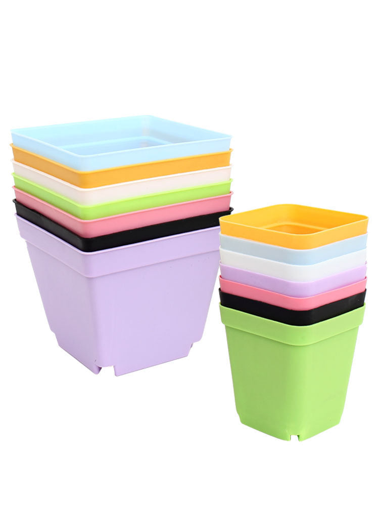 Plastic thick black square flower pot