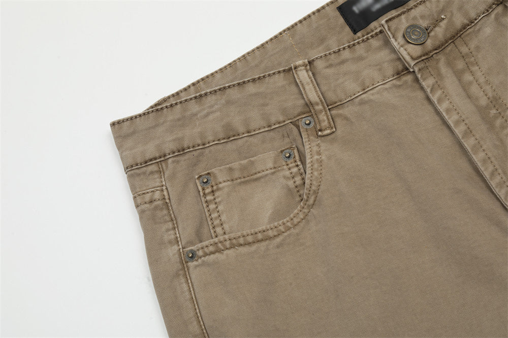 Washed Denim Straight-leg Trousers Men