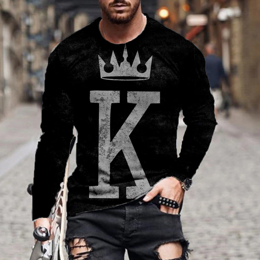 Men Loose Round Neck Digital Printing Long Sleeves My Store