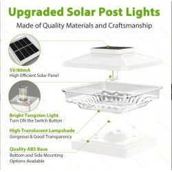 6 Pack Outdoor Solar Poat Cap Lights Cold White IP65 Waterproof For 4x4 5x5 6x6 Wood Posts In Garden Decor White