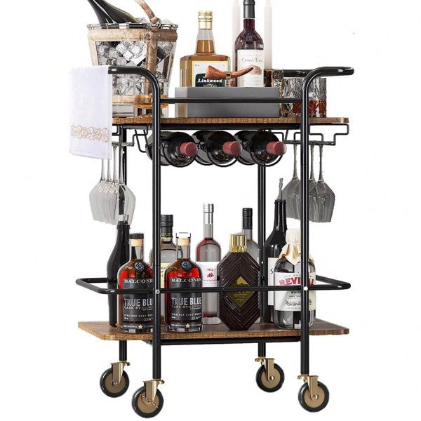2 Tiers Bar Cart On Wheels