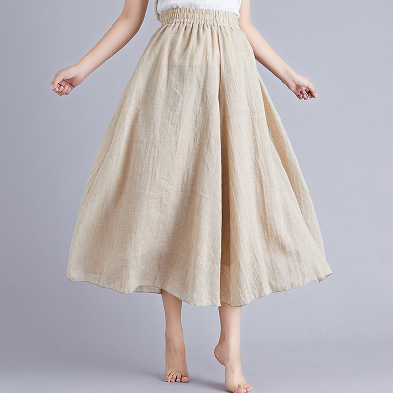 Elegant A-line Elastic Waist Big Trousers Wide Leg Culottes Trendy