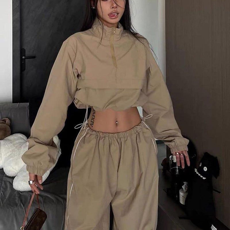 Slimming Shell Jacket Long-sleeved Trousers Two-piece Set