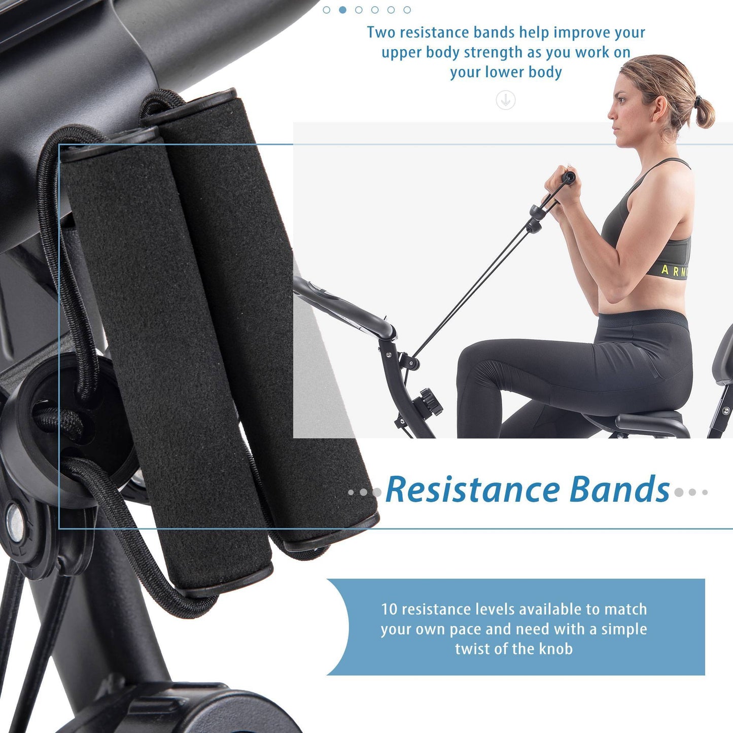 Folding Exercise Bike,Fitness Upright Recumbent X-Bike Adjustable Resistance ShopWithASmile7.com