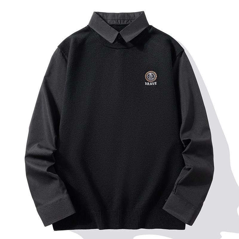 Men's Fashion Casual Shirt Collar Bottoming Sweater