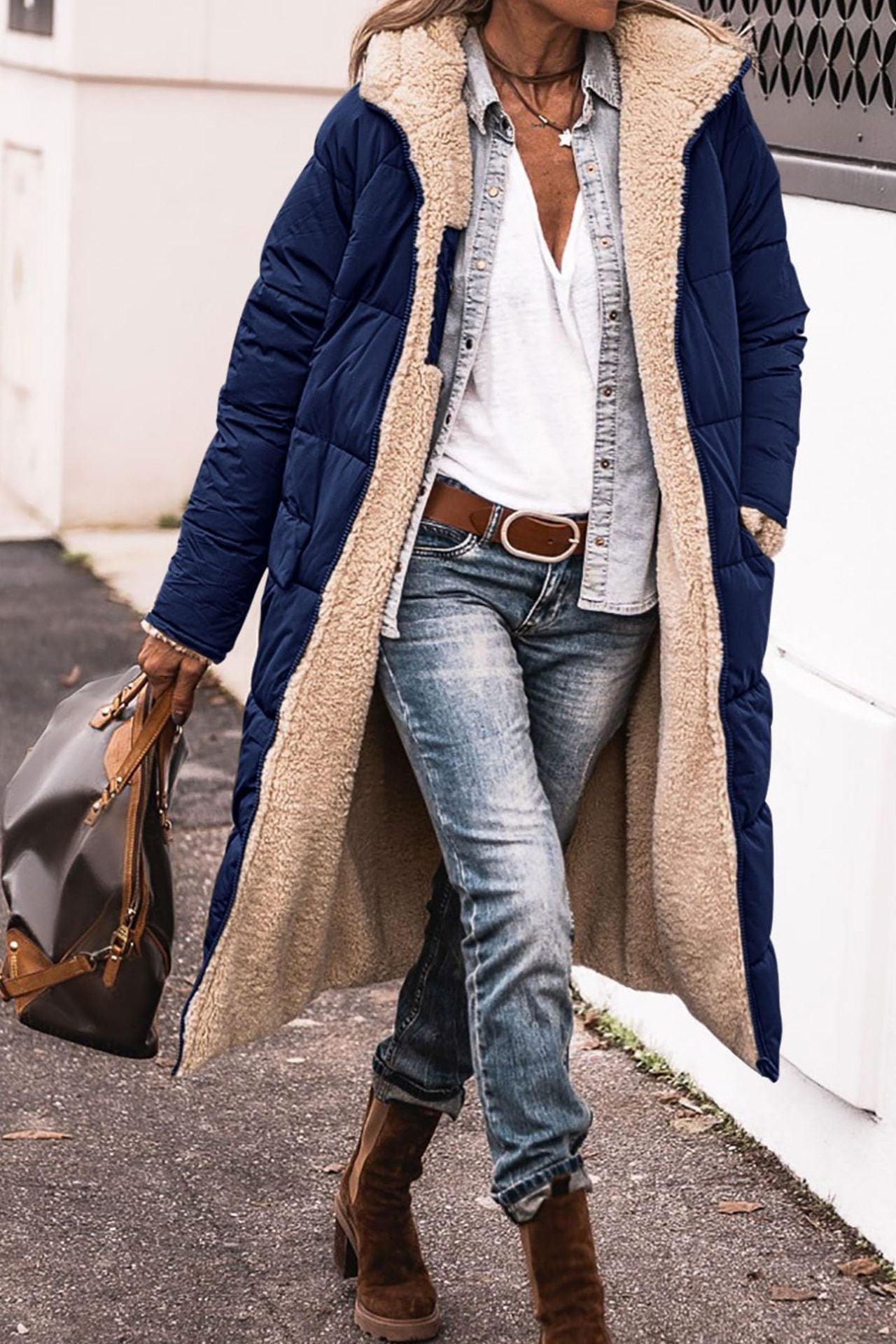 Women's Solid Color Hooded Cotton Jacket Long-sleeved Coat ShopWithASmile7.com