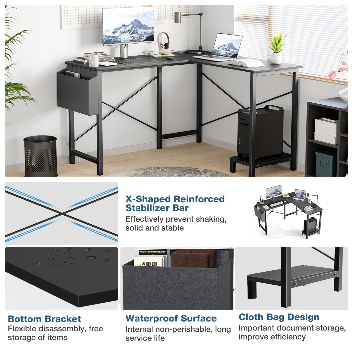 L-shaped Computer Desk ShopWithASmile7.com