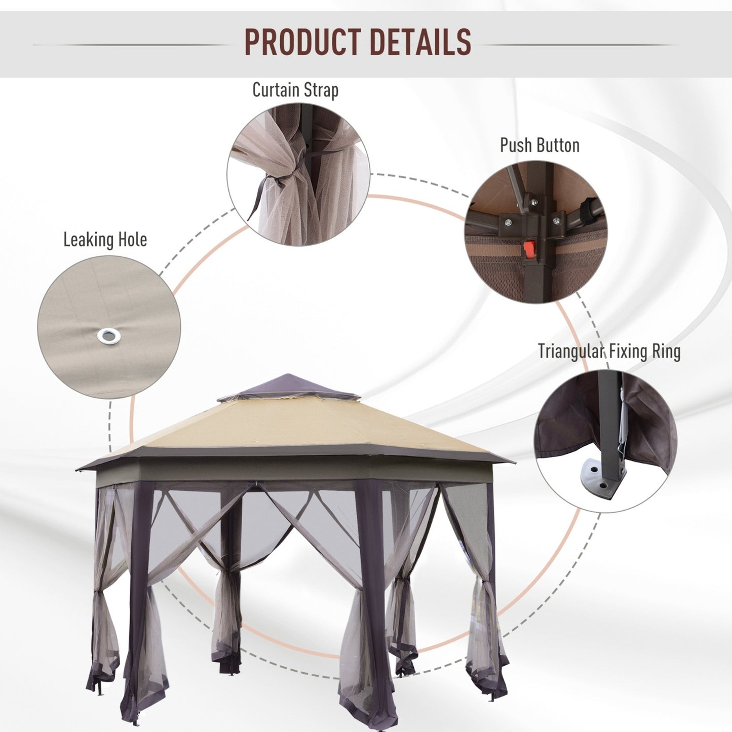 13' x 13' Pop-Up Hexagonal Gazebo with Mesh Netting – Portable Event Canopy with UV-Resistant Roof