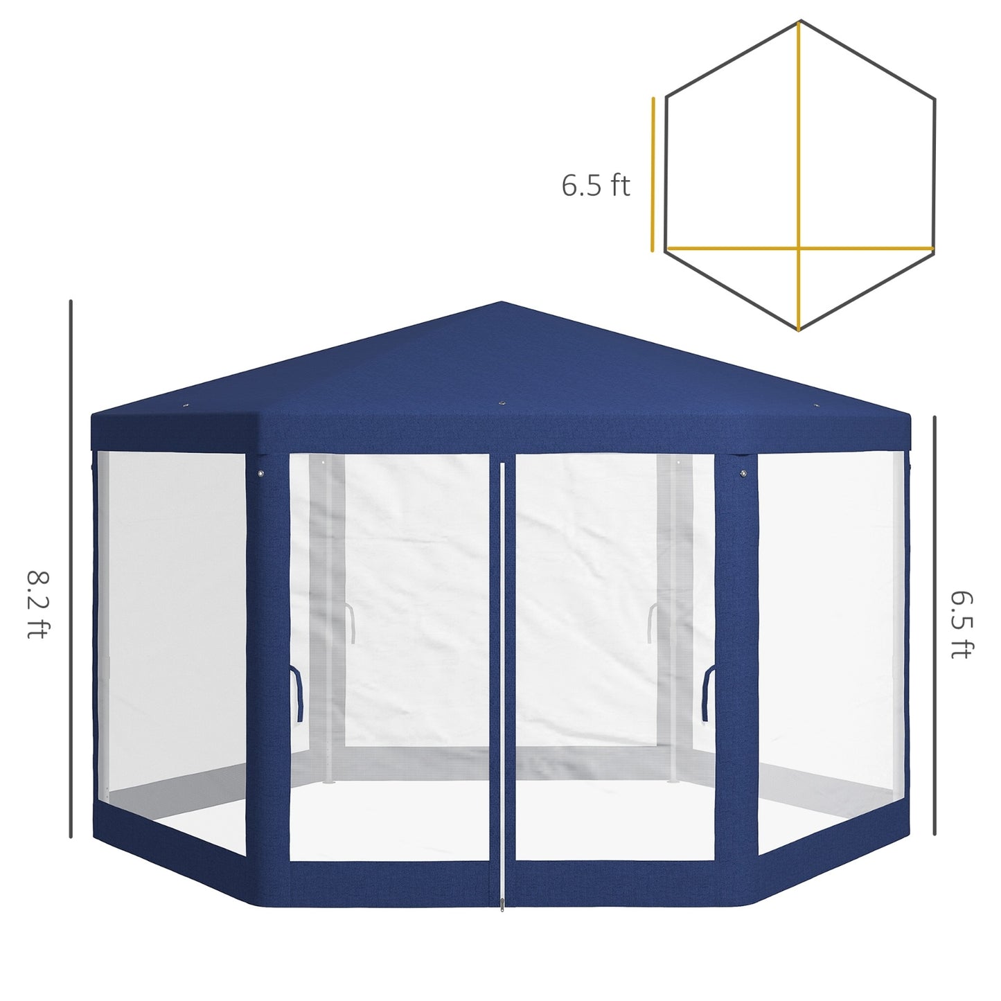Outsunny 13' X 11' Outdoor Party Tent, Hexagon Sun Shade Shelter Canopy With Protective Mesh Screen