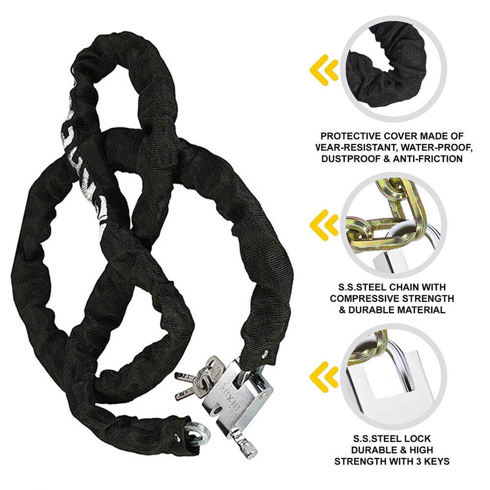 80CM Metal Motorbike Motorcycle Bicycle Heavy Duty Chain Lock Padlock Bike Cycle ShopWithASmile7.com